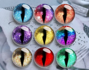 10pcs 10mm 12mm Eyes Cabochon, Galaxy Eyeball Glass Dome, 14mm 16mm 18mm 20mm 25mm 30mm 35mm 40mm Doll Eyes Picture Image Glass Cameo-DN1713