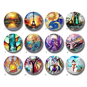 Cabochon con immagine in vetro colorato, cupola in vetro fatta a mano, 10 mm 12 mm 14 mm 16 mm 18 mm 20 mm 25 mm 30 mm 35 mm 40 mm Perline in vetro con immagine fai da te-DN1920