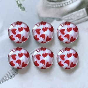 Rosa Amore Cuore Cabochon, Cabochon in vetro fotografico fatto a mano, 10mm 12mm 14mm 16mm 18mm 20mm 25mm 30mm 35mm 40mm cupola di vetro cameo cabochon -R19801
