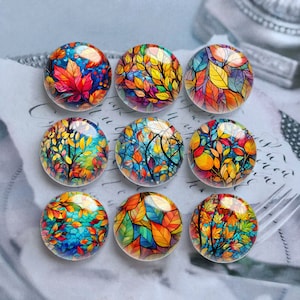 Gebrandschilderd glas cabochon, handgemaakte herfstglazen koepel, 10 mm 12 mm 14 mm 16 mm 18 mm 20 mm 25 mm 30 mm 35 mm 40 mm DIY afbeelding afbeelding glaskralen-DN1948