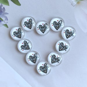 Liebes Herz Bild Cabochon/Druckknopf, 10mm 12mm 14mm 16mm 18mm 20mm 25mm 30mm 35mm 40mm DIY Glaskuppel/12mm 18mm 20mm Druckknopf-R121722