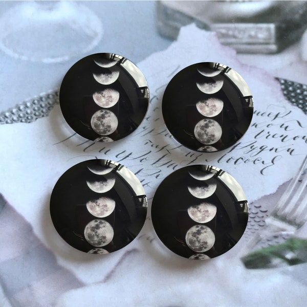 Moon Phase Cabochon /glass Snap Button,Lunar Phase 10mm 12mm 14mm 16mm 18mm 20mm 25mm 30mm 35mm 40mm Glass Dome/Ginger Snap Button -R227257