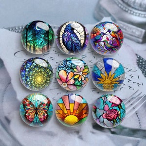 10pcs 10mm 12mm Hawk Cabochon, Stained Glass Dome, 14mm 16mm 18mm 20mm 25mm 30mm 35mm 40mm Butterfly Picture Image Glass Cameo-DN2578