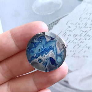 Blauw olieverfschilderij afbeelding cabochon/drukknop, 10 mm 12 mm 14 mm 16 mm 18 mm 20 mm 25 mm 30 mm 35 mm 40 mm foto glazen koepel/gember snap-R2292418