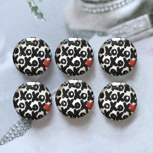 XOXO Saint-Valentin Cabochon, Cabochon photo fait main en verre, 10 mm 12 mm 14 mm 16 mm 18 mm 20 mm 25 mm 30 mm 35 mm 40 mm Cabochon camée dôme en verre -R19802