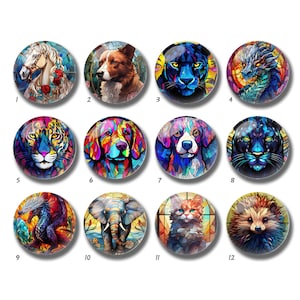 動物ステンドグラス画像カボション、犬ガラスドーム、10 mm 12 mm 14 mm 16 mm 18 mm 20 mm 25 mm 30 mm 35 mm 40 mm DIY画像ガラスビーズ-DN1945