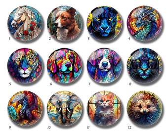 Cabochon d'image en vitrail d'animal, dôme en verre de chien, 10 mm 12 mm 14 mm 16 mm 18 mm 20 mm 25 mm 30 mm 35 mm 40 mm DIY image image perles de verre-DN1945