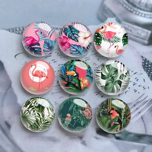 10 peças cabochão de folha teópica de 10mm 12mm, cúpula de vidro flamingo, 14mm 16mm 18mm 20mm 25mm 30mm 35mm 40mm imagem diy contas de vidro-DN680