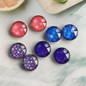 Snowflake Cabochon, Christmas Snow photo glass Cabochon, 10mm 12mm 14mm 16mm 18mm 20mm 25mm 30mm 35mm 40mm image  glass dome cameo -DN4004