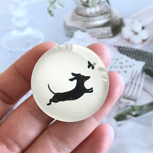 Dachshund Dog Cabochon / Snap Button,Sausage Dog 10mm 12mm 14mm 16mm 18mm 20mm 25mm 30mm 35mm 40mm Glass Dome/Ginger Snap Button -R2252632