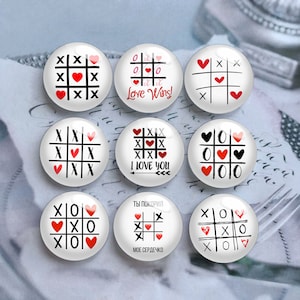 Cabochon Tic Tac Toe, cupola di vetro di San Valentino, 10mm 12mm 14mm 16mm 18mm 20mm 25mm 30mm 35mm 40mm Perline di vetro per immagini di nozze fai-da-te-DN129