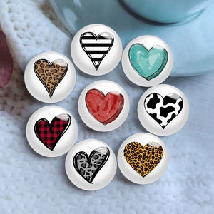 Valentine Cabochon,Leopard Love Herz Glaskuppel,10mm 12mm 14mm 16mm 18mm 20mm 25mm 30mm 35mm 40mm Buffalo Bild Bild Glasperlen-DN1989