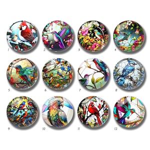 Cabochon d'image en vitrail oiseaux, dôme en verre cardinal, 10 mm 12 mm 14 mm 16 mm 18 mm 20 mm 25 mm 30 mm 35 mm 40 mm DIY image image perle de verre-DN1909
