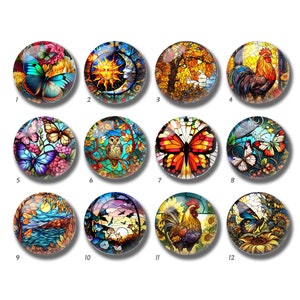 Stained Glass Image Cabochon,Cock Glass Dome,10mm 12mm 14mm 16mm 18mm 20mm 25mm 30mm 35mm 40mm Butterfly Picture Image Glass Cameo-DN1918