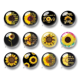 Sonnenblumen Cabochon, Gelbe Florale Glaskuppel, 10mm 12mm 14mm 16mm 18mm 20mm 25mm 30mm 35mm 40mm DIY Bild Bild Glasperlen-DN243