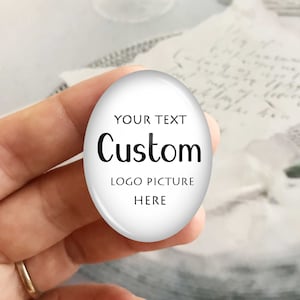 Aangepaste ovale cabochon, Your Text Logo Photo Teardrop Cabochon, gepersonaliseerde 10 x 14 mm, 13 x 18 mm, 18 x 25 mm, 20 x 30 mm, 30 x 40 mm camee met glazen koepel