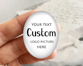 Cabochon ovale personalizzato, cabochon a goccia per foto del logo di testo, personalizzato 10x14mm, 13x18mm, 18x25mm, 20x30mm, perline cammeo a cupola di vetro 30x40mm