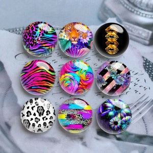 10pcs 10mm 12mm Leopard Cabochon, Zebra Stripes Glass Dome, 14mm 16mm 18mm 20mm 25mm 30mm 35mm 40mm DIY Picture Image Glass Beads-DN730