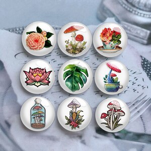 10 pz 10mm 12mm Mushroon Cabochon, Cupola di Vetro Fiore di Loto, 14mm 16mm 18mm 20mm 25mm 30mm 35mm 40mm Immagine Fai da Te Immagine Perline di Vetro-DN1705