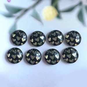 10 Stück Gold Love Herz Cabochon,Valentinstag Foto Glas Druckknopf,10mm 12mm 14mm 16mm 18mm 20mm 25mm 30mm 35mm 40mm Glaskuppel -R112207