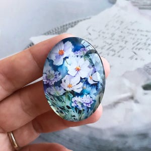 Daisy Flower ovale cabochon, olieverfschilderij afbeelding druppelvormige glazen koepel, 10 x 14 mm, 13 x 18 mm, 18 x 25 mm, 20 x 30 mm, 30 x 40 mm camee fotokralen-ROV2811d3