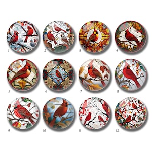 Cabochon décoratif en vitrail Cardinal, dôme en verre oiseau rouge, 10 mm 12 mm 14 mm 16 mm 18 mm 20 mm 25 mm 30 mm 35 mm 40 mm Perles en verre pour image DIY-DN2087