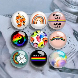 Cabochon arc-en-ciel, dôme en verre LGBT Pride fait main, 10 mm 12 mm 14 mm 16 mm 18 mm 20 mm 25 mm 30 mm 35 mm 40 mm DIY image image perles de verre -DN1122