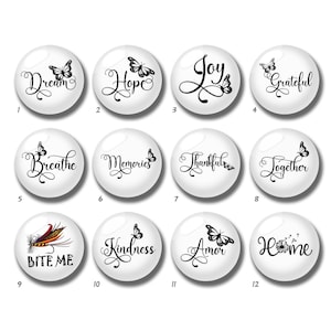 10pcs 10mm 12mm Mariposa Cabujón, Joy Hope Agradecido Cúpula de Vidrio, 14mm 16mm 18mm 20mm 25mm 30mm 35mm 40mm DIY Imagen Imagen Vidrio Bead-DN550