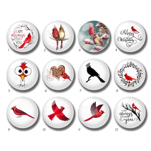 Cabochon Cardinal, Dôme en Verre Oiseaux Rouges, 10pcs 10mm 12mm 14mm 16mm 18mm 20mm 25mm 30mm 35mm 40mm DIY Photo Image Perles de Verre-DN596