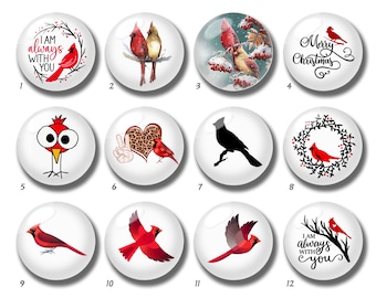 Cardinal Cabochon, Red Birds Glass Dome, 10pcs 10mm 12mm 14mm 16mm 18mm 20mm 25mm 30mm 35mm 40mm DIY Picture Image Glass Cameo-DN596