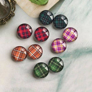 Geruite cabochon, kerstbuffel fotoglas cabochon, 10 mm 12 mm 14 mm 16 mm 18 mm 20 mm 25 mm 30 mm 35 mm 40 mm camee cabochons met afbeelding glazen koepel-R28601