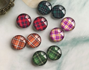 Plaid Cabochon,Christmas buffalo photo glass Cabochon, 10mm 12mm 14mm 16mm 18mm 20mm 25mm 30mm 35mm 40mm image  glass dome cameo cabs-R28601