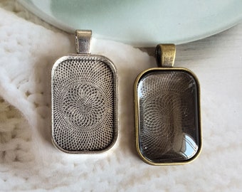 20x30mm Pendant Tray, Round Adge Rectangle Pendant Blanks,Glass Cameo Base Setting, Rectangle Bezel Cup, Pendant Frame Bezels -DACC26