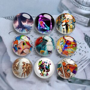 10 stuks 10 mm 12 mm kunst schilderij cabochon, aquarel glazen koepel, 14 mm 16 mm 18 mm 20 mm 25 mm 30 mm 35 mm 40 mm DIY foto afbeelding glas cameo-DN2607