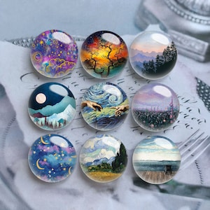 Galaxy Sky Cabochon, olieverfschilderij glazen koepel, 10 mm 12 mm 14 mm 16 mm 18 mm 20 mm 25 mm 30 mm 35 mm 40 mm DIY foto afbeelding glazen kralen nuggets -DN889