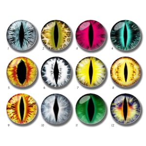 10 pièces cabochon yeux de 10 mm 12 mm, dôme en verre globe oculaire de chat, 14 mm 16 mm 18 mm 20 mm 25 mm 30 mm 35 mm 40 mm yeux de poupée image image perles de verre-DN1709