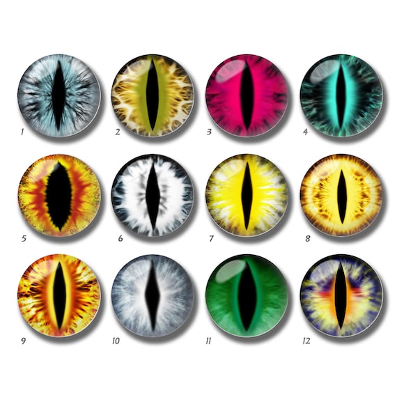 10pcs 10mm 12mm Eyes Cabochon,Cat Eyeball Glass Dome, 14mm 16mm 18mm 20mm 25mm 30mm 35mm 40mm Doll Eyes Picture Image Glass Cameo -DN1709