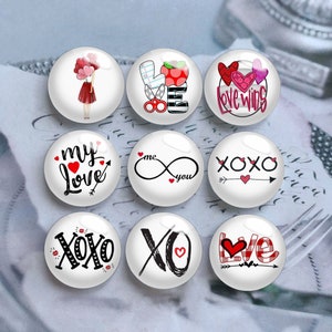 Valentine Cabochon,XOXO Love Heart Glass Dome,10mm 12mm 14mm 16mm 18mm 20mm 25mm 30mm 35mm 40mm DIY Image Image Perles de verre-DN2007