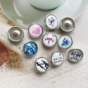 10/20/50pcs Snap Button, Mixed Random 12mm 18mm 20mm Silver Photo Ginger Snap Button,Interchangeable Picture Noosa Snap Button