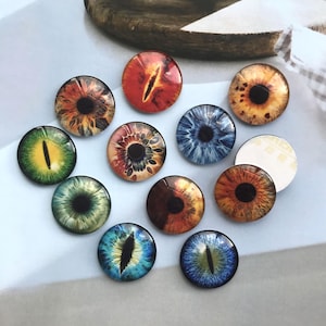 Eye Cabochon,Handmade Doll Cat Eyeball photo glass Cabochon, 10mm -40mm eye glass dome cameo - 14mm thin Blythe doll eyes - DN1898 image 4