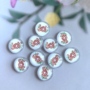10pcs Christmas Joy Cabochon, Candy Canes photo glass Snap Button, 10mm 12mm 14mm 16mm 18mm 20mm 25mm 30mm 35mm 40mm cúpula de vidrio cameo-R112204