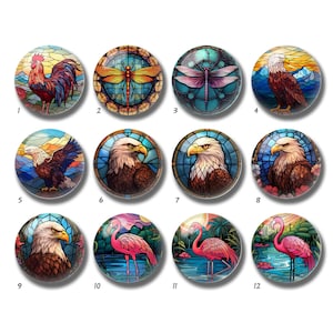 Hawk Stained Glass Image Cabochon,Dragonfly Glass Dome,10mm 12mm 14mm 16mm 18mm 20mm 25mm 30mm 35mm 40mm Flamingo Picture Image Glass-DN2155
