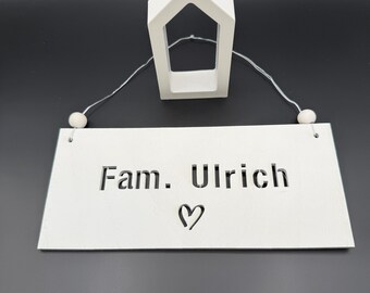 Personalisiertes Namensschild * Familienschild* Türschild mit hochwertiger Lasergravur*Holzgravur *Holzschild individualisiert