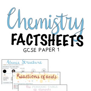 Notas del examen de revisión de química GCSE, papel 1 / Notas de GCSE de ciencias / Notas de preparación de exámenes para estudiantes de GCSE / Notas de revisión de química para año 10/año 11