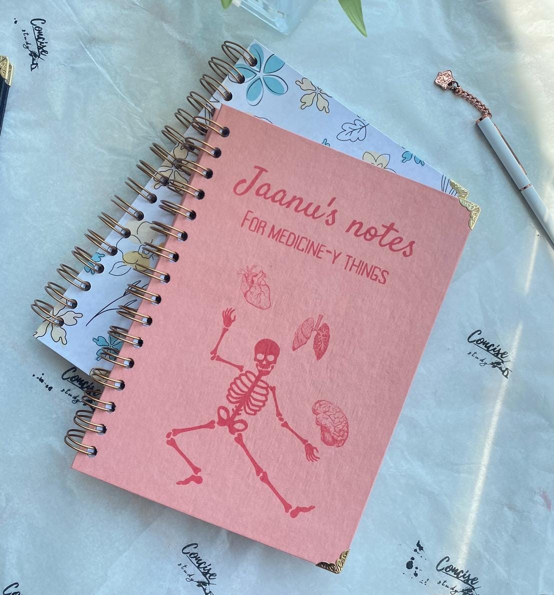 Medical Theme Notebook| Personalised Doctor Spiral Notebook | Student Doctor Gifts | Gifts for Graduation| Placement journal - Concise Study