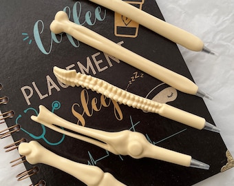 Bone anatomy pen Funky human skeleton pen black ink Cute gifts for doctor Unique gifts for healthcare students School pen stationery set