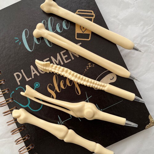 Bone anatomy pen Funky human skeleton pen black ink Cute gifts for doctor Unique gifts for healthcare students School pen stationery set