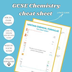 Chemistry Digital Study Notes: Writing Chemical Formulae Cheat Sheet|GCSE Chemistry Revision Notes| GCSE Help | Science Notes| Concise Study