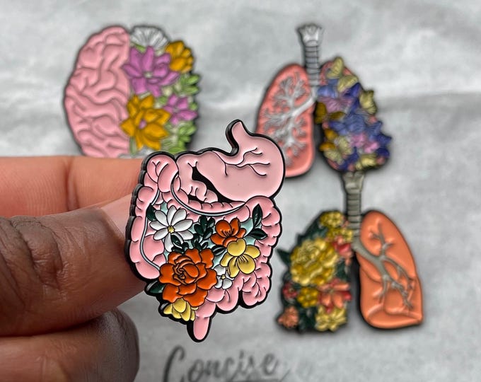 Anatomical Enamel Pin Cute Medical Student Gift Anatomy Lungs Heart ...