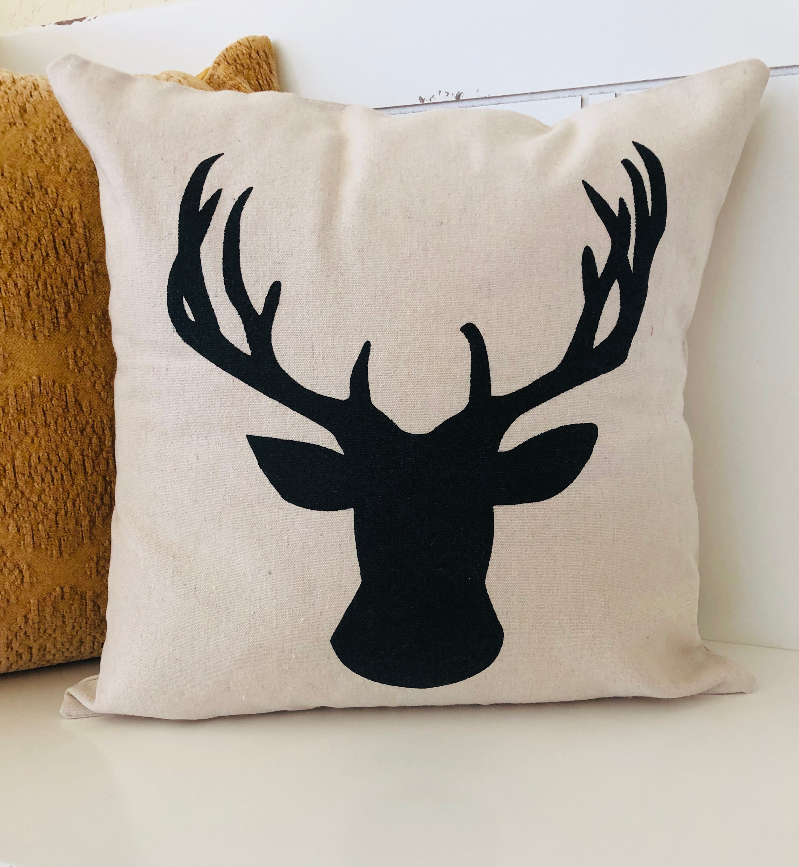 Deer Pillow Cover Deer Head Pillow Winter Pillow Etsy